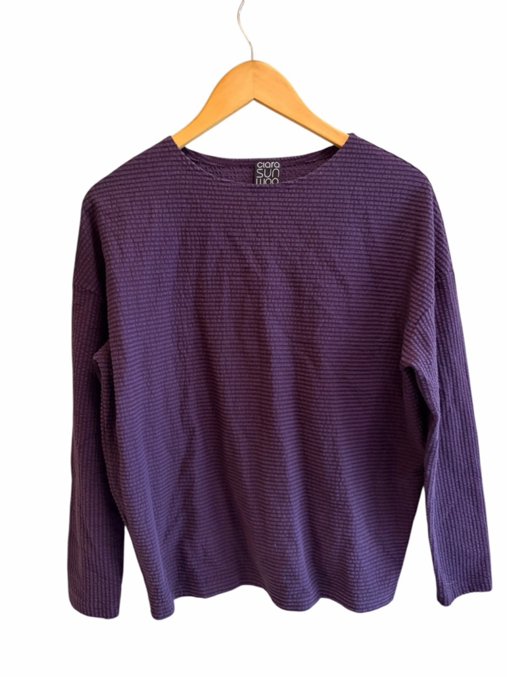 CLARA SUN WOO Purple Waffle Knit Top